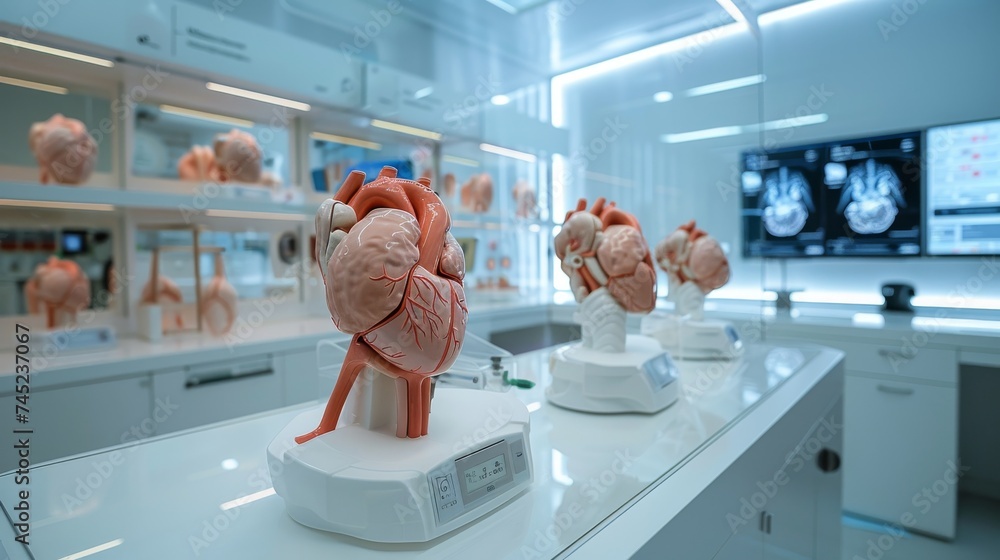 Aufkleber modern lung study laboratory and monitors eeg reading brain functioning model