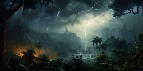 Tuinposter Unleashing Nature's Fury ,The Convergence of Dark Skies and Violent Storms Amidst Climate Crisis © AA