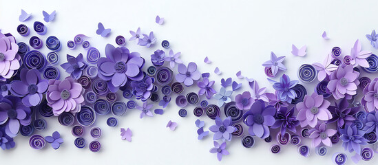 Quilled Paper Flowers on White Background