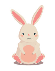 Cute hand drawn flat easter bunny