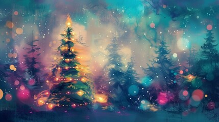 Enchanted Christmas Tree Forest with Magical Lights