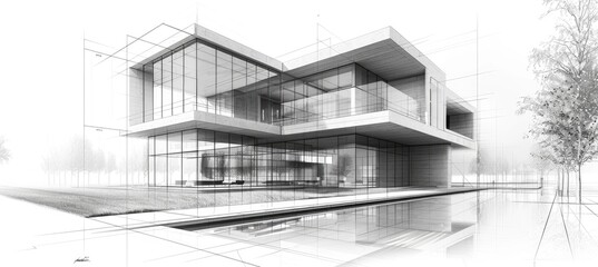 Obraz premium Architecture Drawing banner background for design