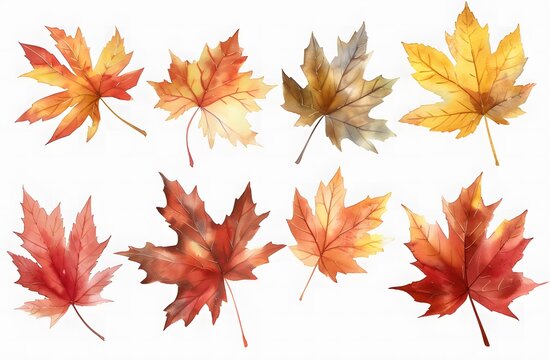 Beautiful Autumn Leaves in Watercolor Art