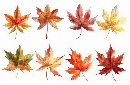 Beautiful Autumn Leaves in Watercolor Art