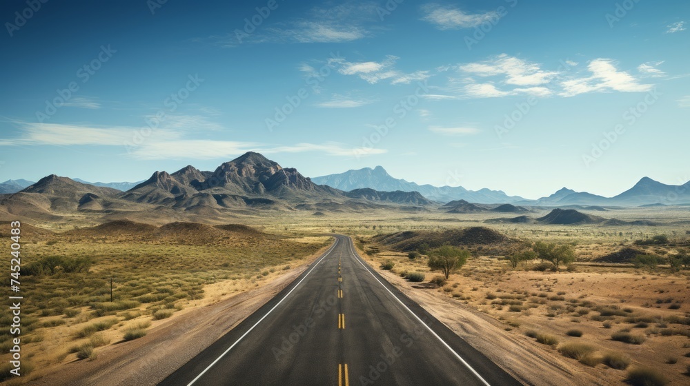 Poster Generative AI Empty Highway in Arid Landscape