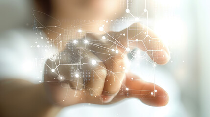 Fingertip Glowing Digital Network Connection Concept with Innovative Technology Illustration