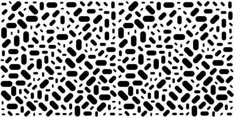 Vector Seamless Black And White Irregular Rounded rectangles pattern . Abstract Background Pattern