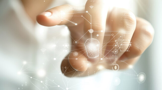 Fingertip Glowing Digital Network Connection Concept with Innovative Technology Illustration - Powered by Adobe