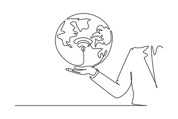 Continuous one line drawing business technology concept. Doodle vector illustration.