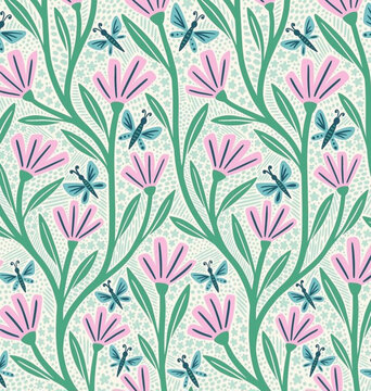 Pattern floral blossom flower tropical art design illustration