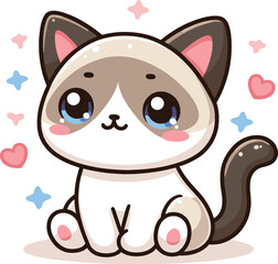 Fototapeta premium cute funny cat cartoon vector on white background 
