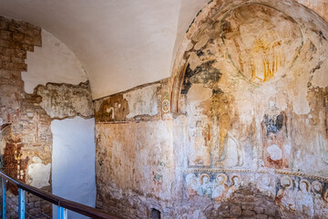 frescoes of the Santa Lucia church in the  archaeological area of Balsignano (10th century),...