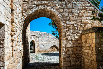 Fototapeta na wymiar Medieval farmhouse of Balsignano at the archaeological area of Balsignano (10th century), Modugno town, Bari province, Puglia region in souther Italy