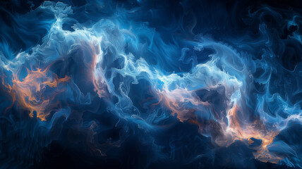 dark, mysterious abstract background where intense, glowing waves surge forward, reminiscent of powerful sound waves.