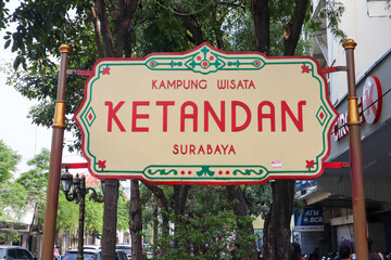 a Ketandan tourist village signboard. surabaya, indonesia - 21 february 2024