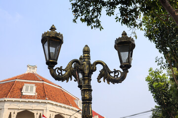 Fototapeta na wymiar street lamp with classic design. surabaya, indonesia - 21 february 2024