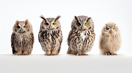 Generative AI Mysterious owls perched in different poses.