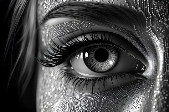 Futuristic women eye technology.