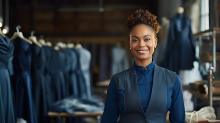 black woman Smile and designer portrait of clothing tailor  - Powered by Adobe