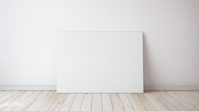 White Canvas on Empty House Mockup