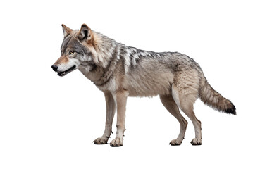 Obraz premium Gray wolf isolated on transparent background