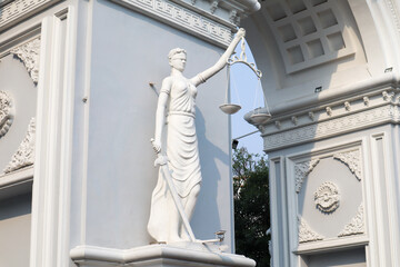 lady justice statue. surabaya, indonesia - 21 february 2024