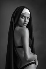 female nun in lingerie