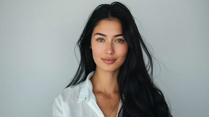 Fototapeta premium A beautiful, elegant, attractive, noble woman on a white background.