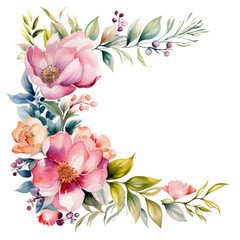 Elegant watercolor illustration of a colorful floral arrangement, ideal for spring-themed design projects.