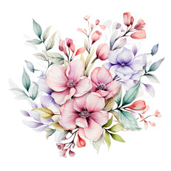 Elegant watercolor illustration of a colorful floral arrangement, ideal for spring-themed design projects.