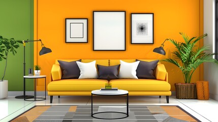 Bright colorful living room design