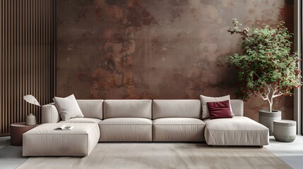 Contemporary living room with sofa and grungy background