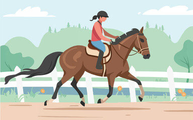 An Illustration: A Day in the Life of Horseback Riding Adventures, Embracing the Serenity and Majesty of Equine Companionship.