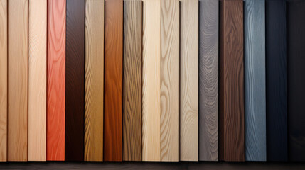Assortment of parquet or laminate floor samples in natural colors. Oak wooden background. - obrazy, fototapety, plakaty