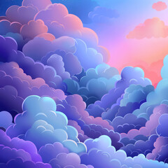 dreamy multicolored cloudscape illustration
