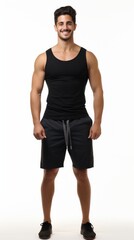 Fototapeta premium Stock image of a man in athletic wear on a plain white background Generative AI
