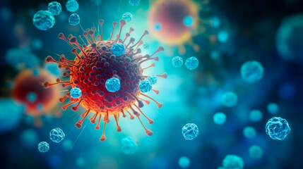 Digital illustration of Herpes Simplex Virus - obrazy, fototapety, plakaty