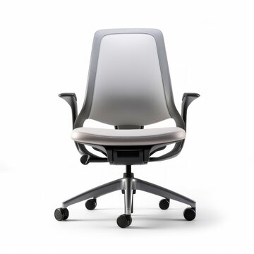 Stock image of a modern ergonomic office chair on a white background, adjustable, comfortable seating Generative AI