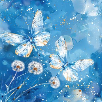 butterfly on blue background