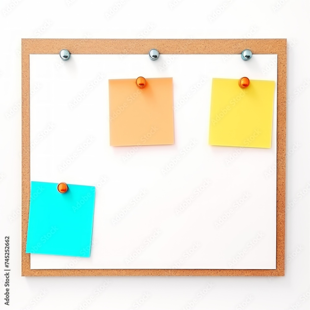 Poster stock image of an office bulletin board on a white background, informative, display and organization