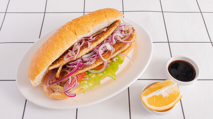 Turkish balik ekmek kebab isolated