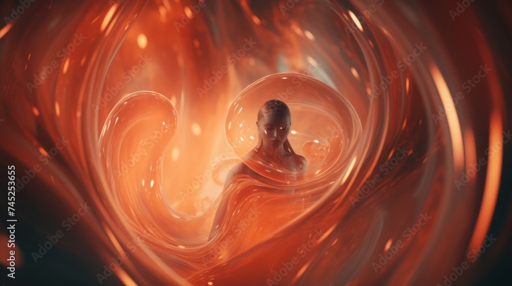 Poster generative ai surreal, otherworldly shapes coalescing to create an abstract and mysterious backdrop