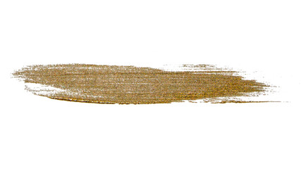 Brush stroke of golden paint with sparkles. on an empty background. PNG