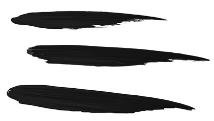 set of strokes of black paint . on an empty background. PNG