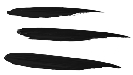 set of strokes of black paint . on an empty background. PNG