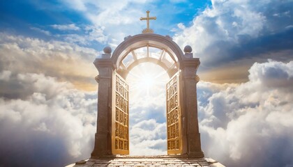 Gate of heaven in the clouds 