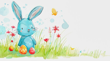 illustration of a cute easter background in style of child s drawing