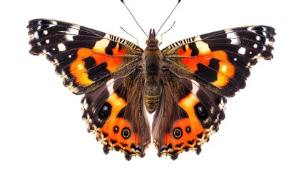 Red admiral butterfly isolated on a white background