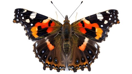 Red admiral butterfly isolated on a white background