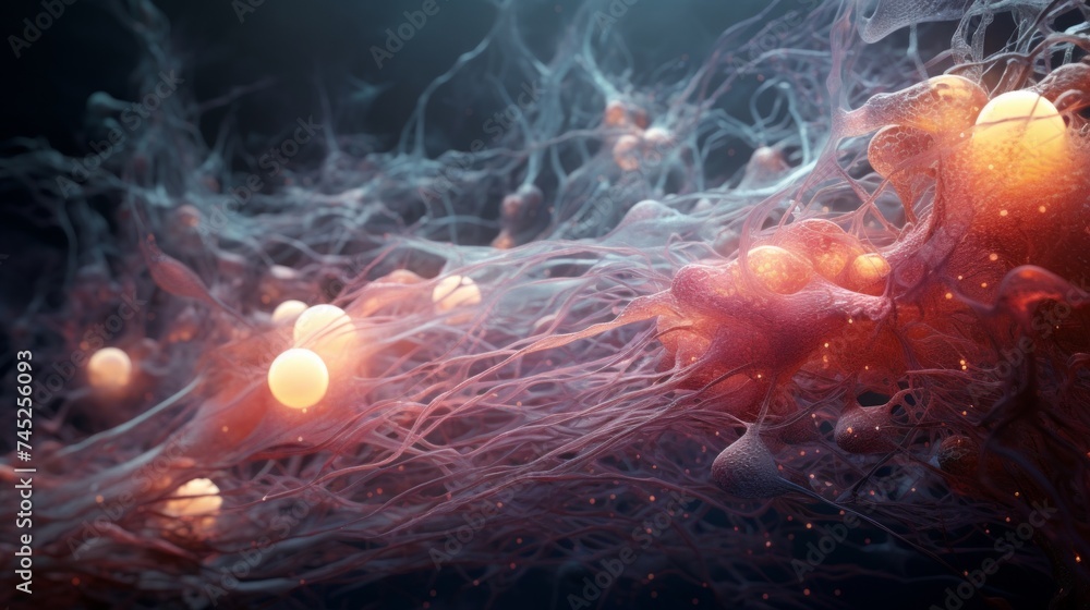 Poster generative ai visualization of the complex interactions within the human nervous system, showcasing 